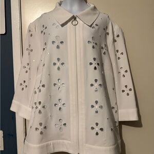 TanJay White Eyelet Zip-Front jacket